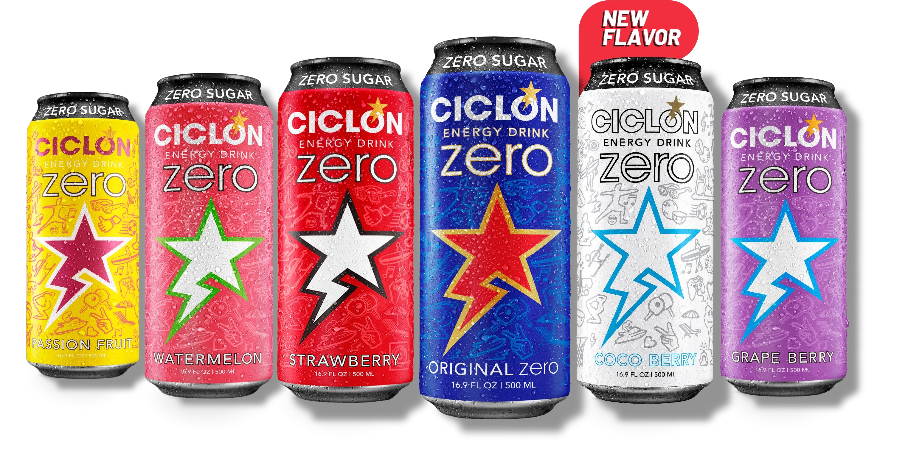 Passion Fruit, Watermelon, Strawberry, Original Zero, Coco Berry, Grape Berry