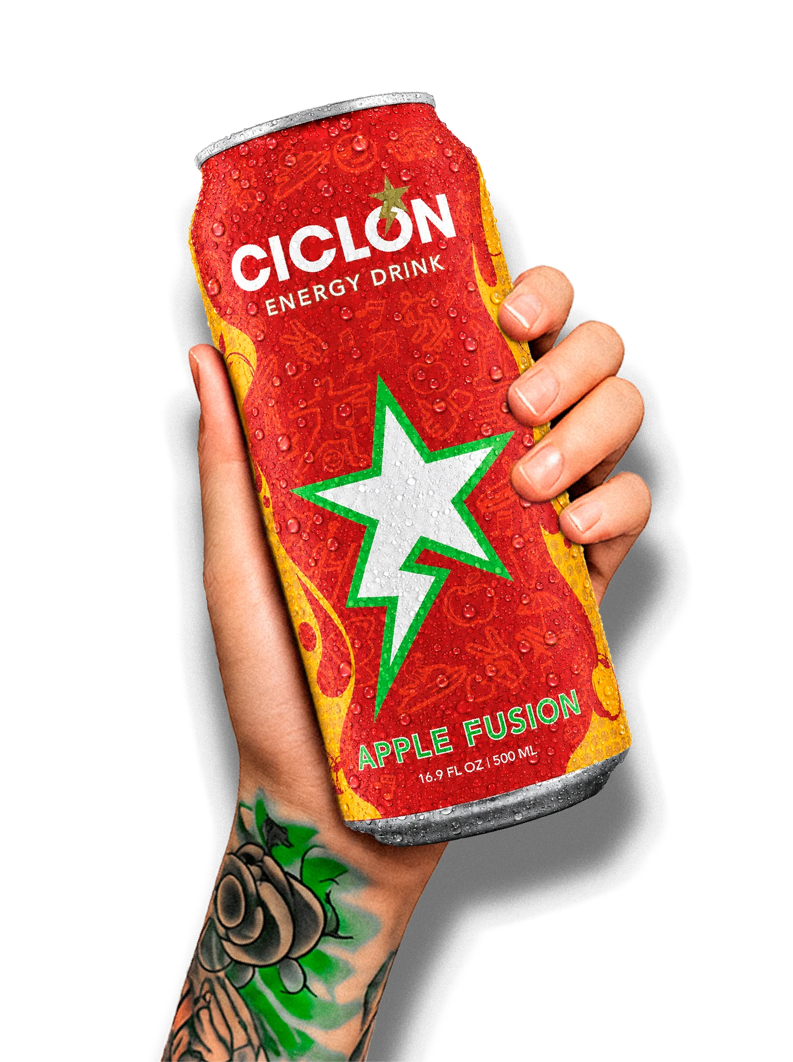Mano con lata Apple Fusion