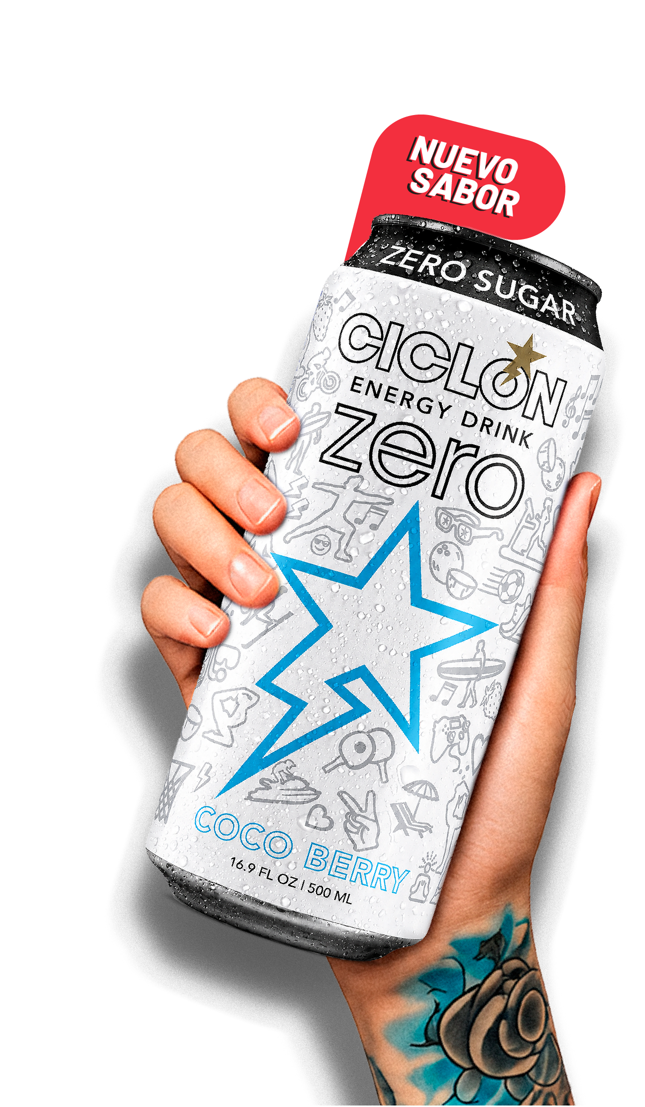 Mano con lata Coco Berry