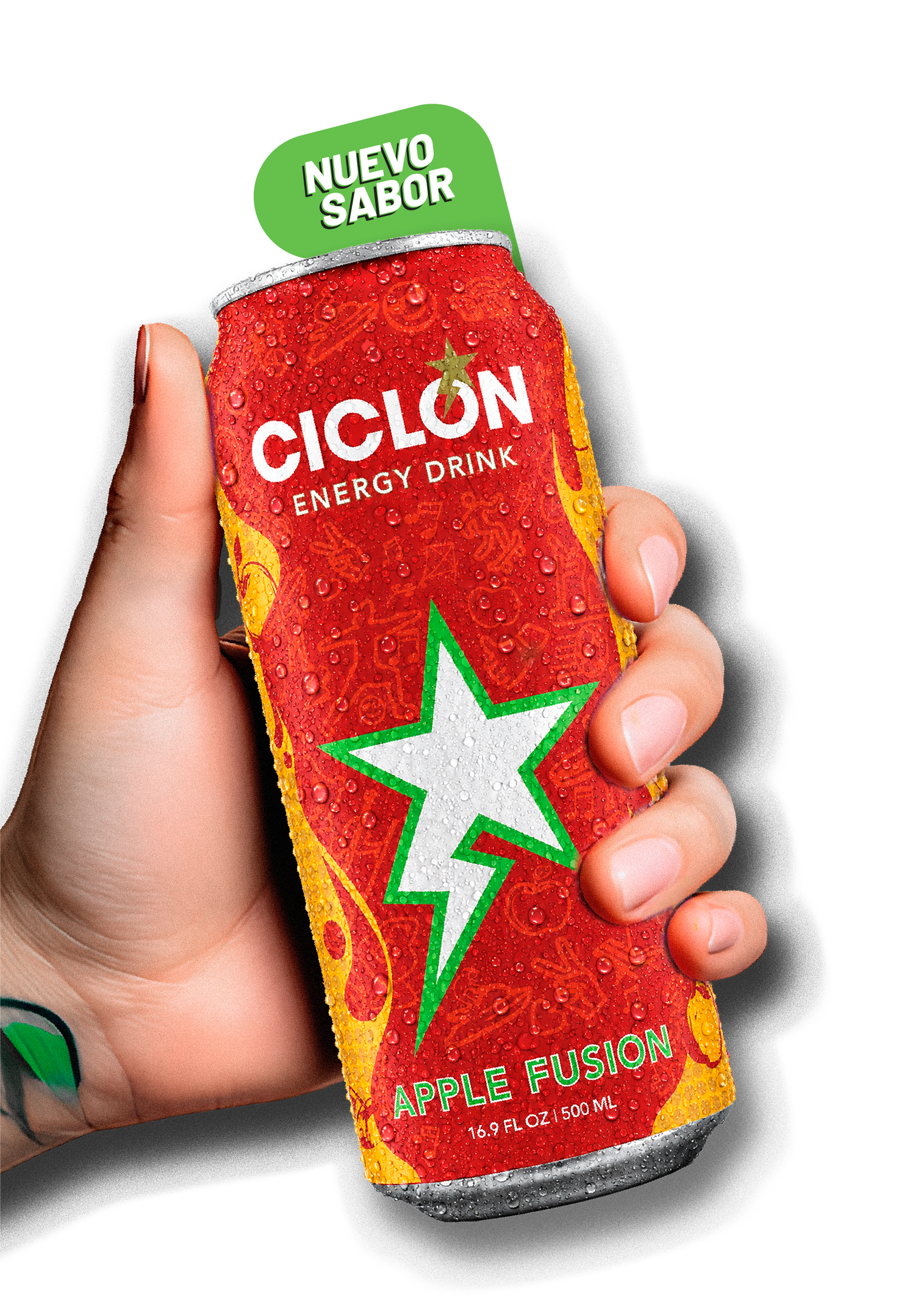 Mano con lata Apple Fusion