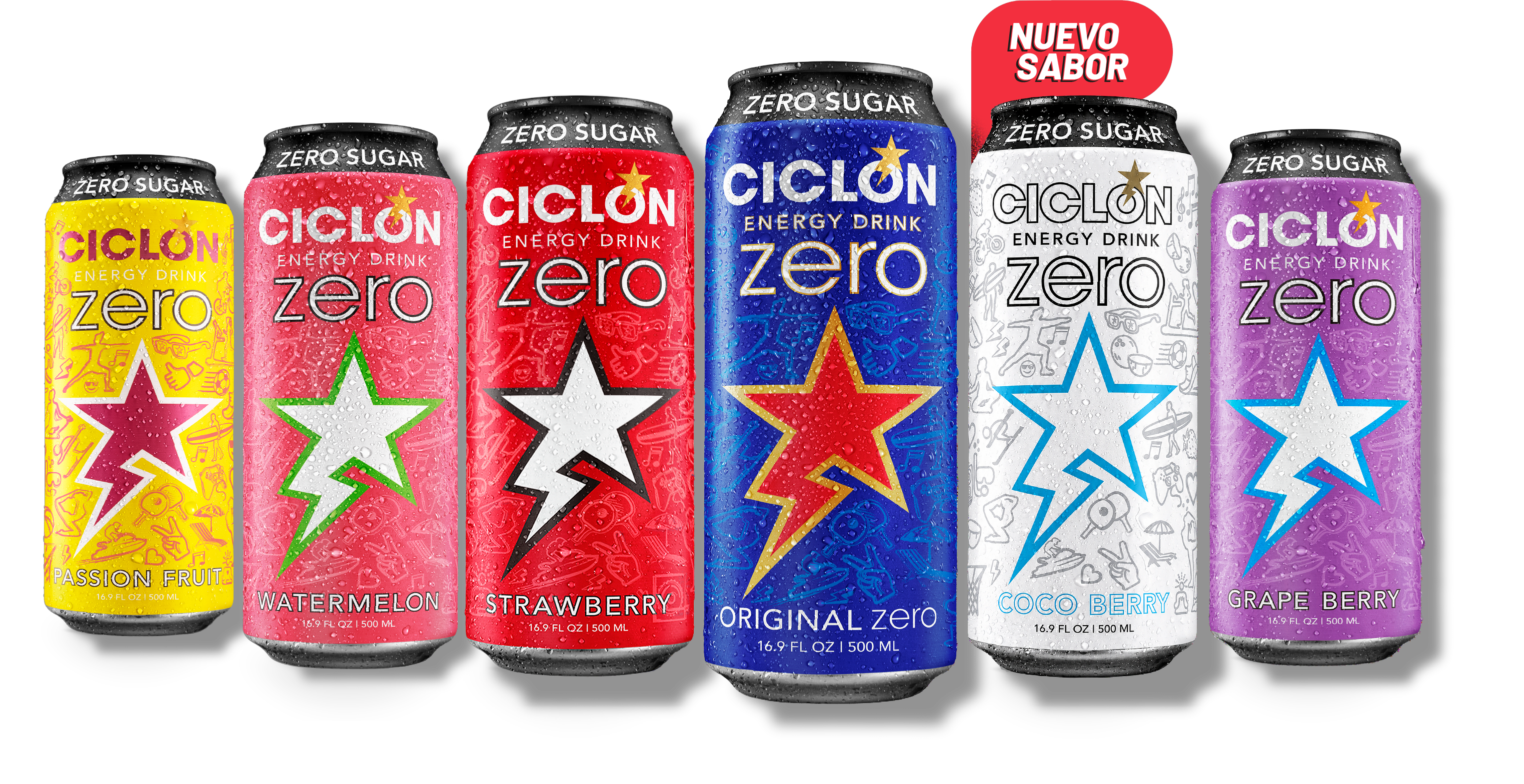 Passion Fruit, Watermelon, Strawberry, Original Zero, Coco Berry, Grape Berry