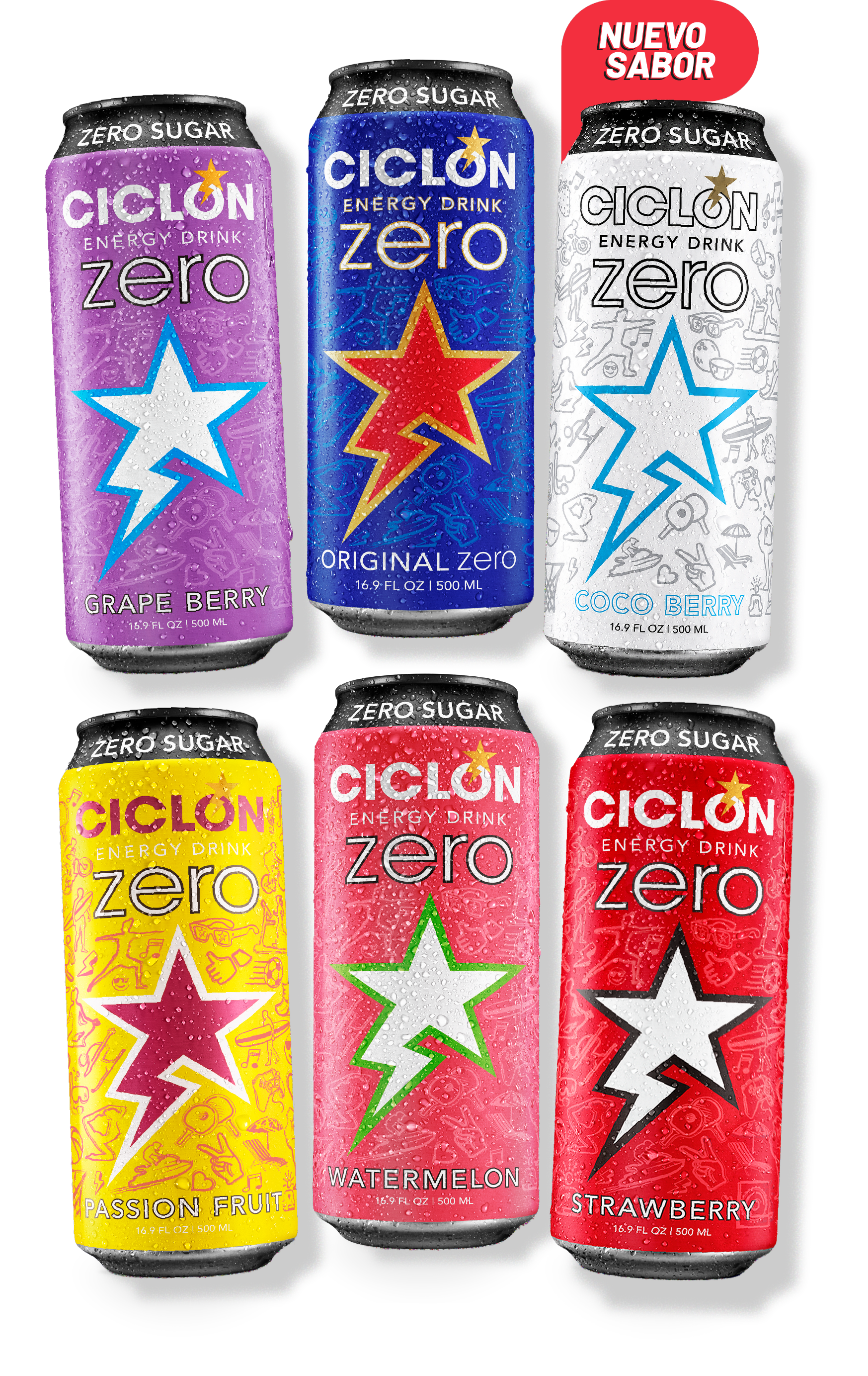 Grape Berry, Original Zero, Coco Berry, Passion Fruit, Watermelon, Strawberry