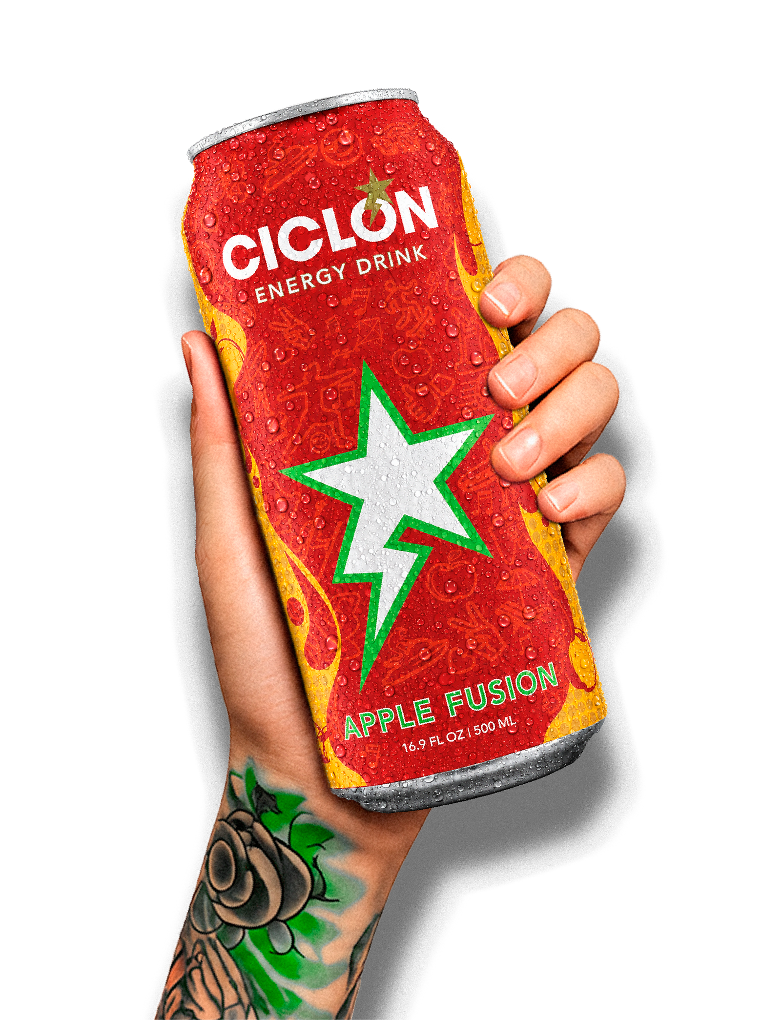 Mano con lata Apple Fusion